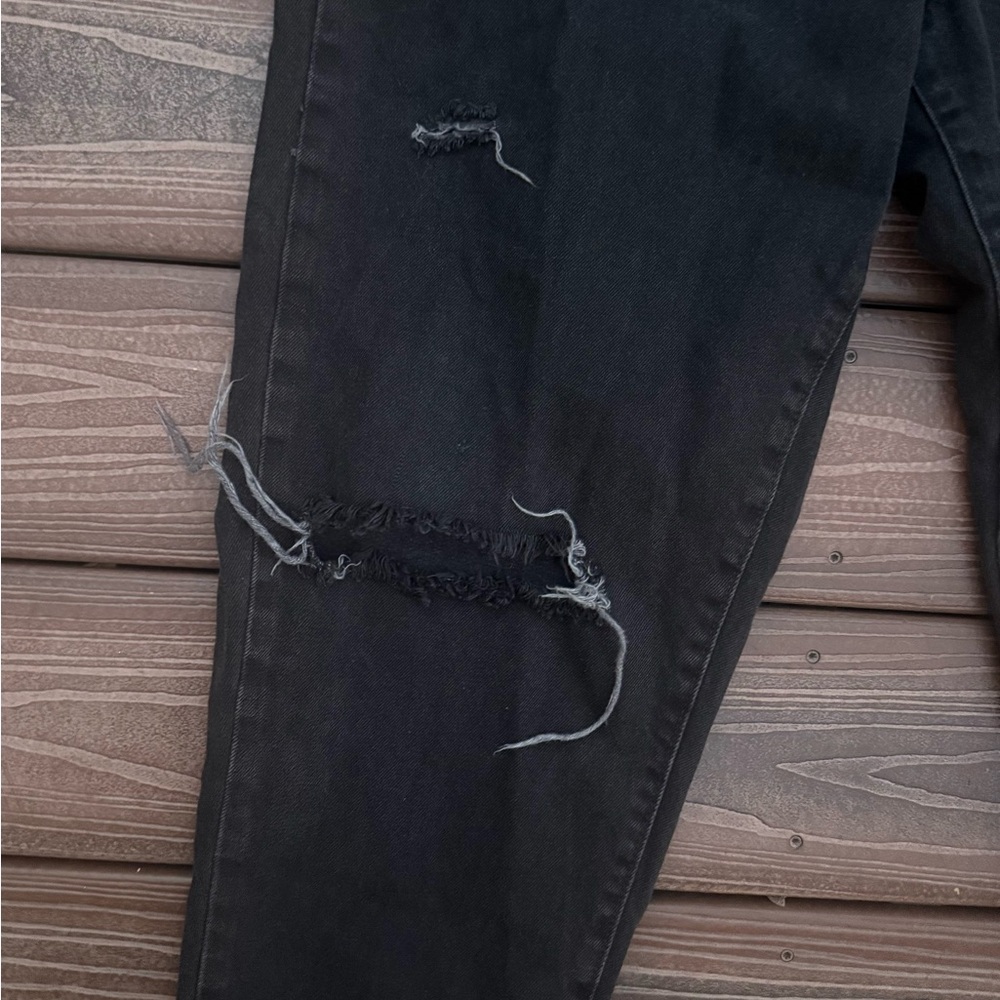 Ultra Hight Waist Distressed Black Women Loose Mom ankle Jeans size 10 - Picture 2 of 7